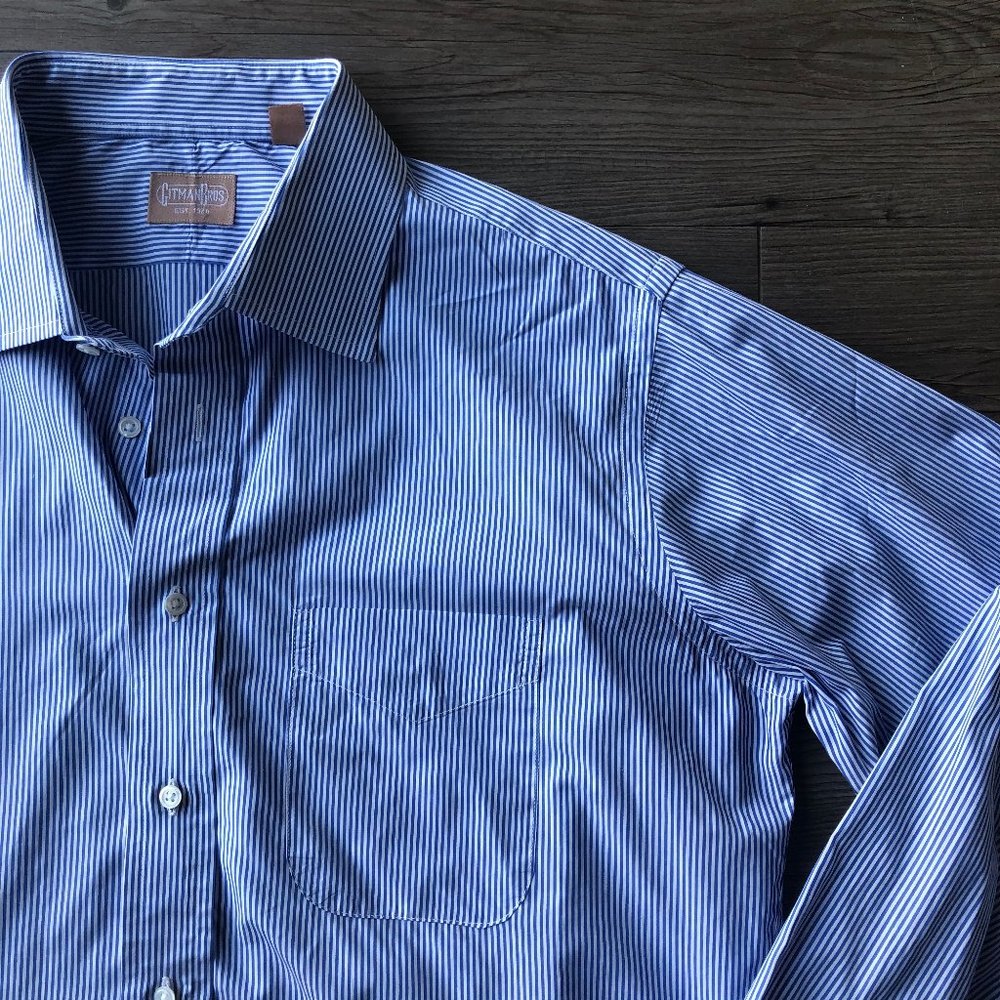 Gitman Bros Blue Striped Button Down Shirt